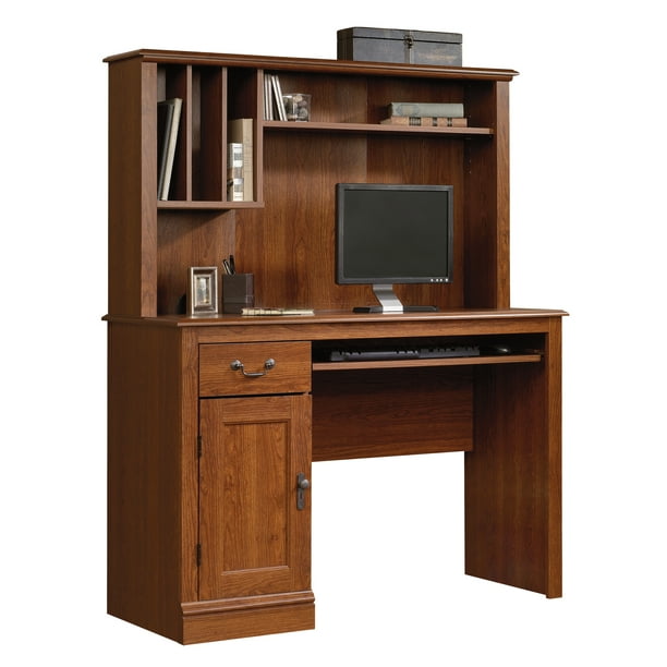 Sauder Camden County Computer Desk w/Hutch, Planked Cherry Finish