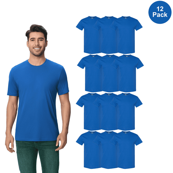 Gildan Men Heavy Cotton T-Shirt, Short Sleeve Crew Neck Tee, Classic Fit, Royal, Size S, 12 Pack