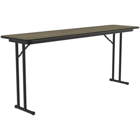 UrbanPro Metal & Wood Folding Seminar Table in Colonial Hickory Brown