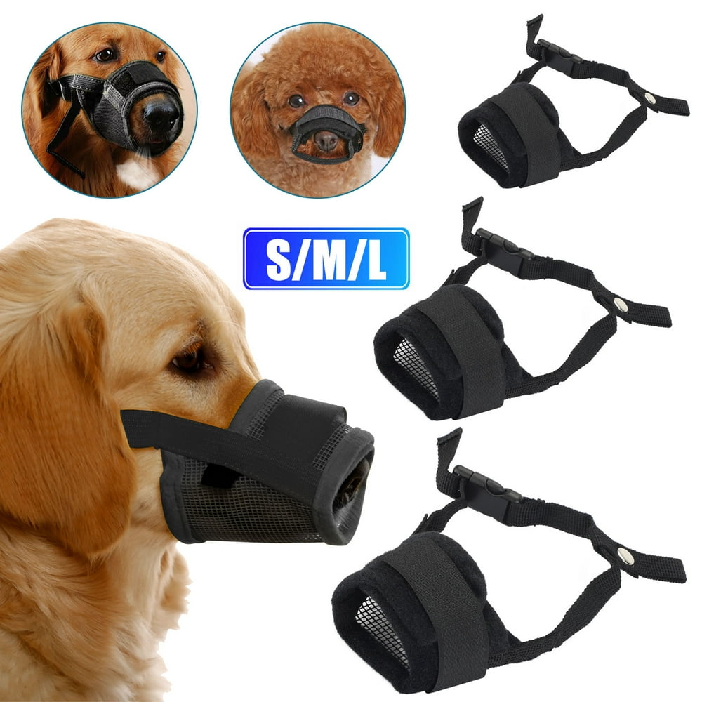 TSV L/M/S Adjustable Dog Muzzle, Breathable Mesh Pet Muzzles, Soft Dog