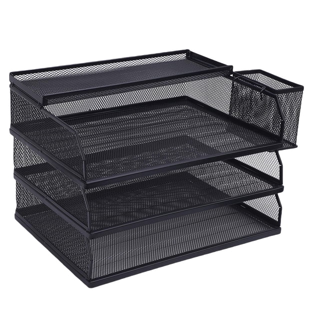 3 Tray Paper Organizer, Non Slip Iron 3 Tier Letter Tray for Home