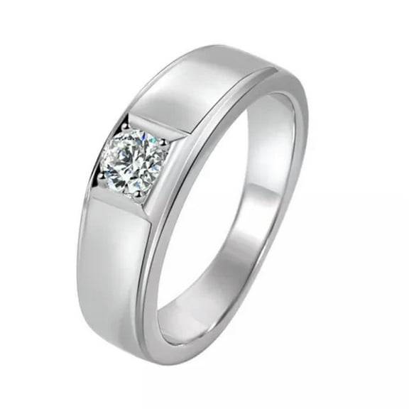 6.7mm Male's Wedding AAA CZ Simple Band 925 Silver Anniversary Ring Size 6.5-12