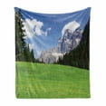 thumbnail image 1 of Nature Soft Flannel Fleece Throw Blanket, Picturesque Mountain with Rural Road View of Italian Old Country Modern Print, Cozy Plush for Indoor and Outdoor Use, 60" x 80", Evergreen Blue, by Ambesonne, 1 of 6