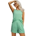 thumbnail image 2 of Women'S Summer 2 Piece Outfits Shorts Sets Matching Set Loungewear with Pockets Green S, 2 of 9