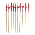 thumbnail image 2 of BambooMN 3.9" Decorative Small Ball Bamboo Cocktail Fruit Sandwich Picks Skewers - Red Dipped - 300pcs, 2 of 7