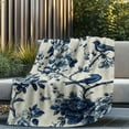 thumbnail image 3 of 1pc Lightweight Flannel Blanket - Blue Birds & Blossoms Vintage Floral Print, Soft All-Season Throw for Home, Car, Camping, Office - Cozy Decorative Bedding Accessory, Blanket for Bed, Car Comfort It, 3 of 10