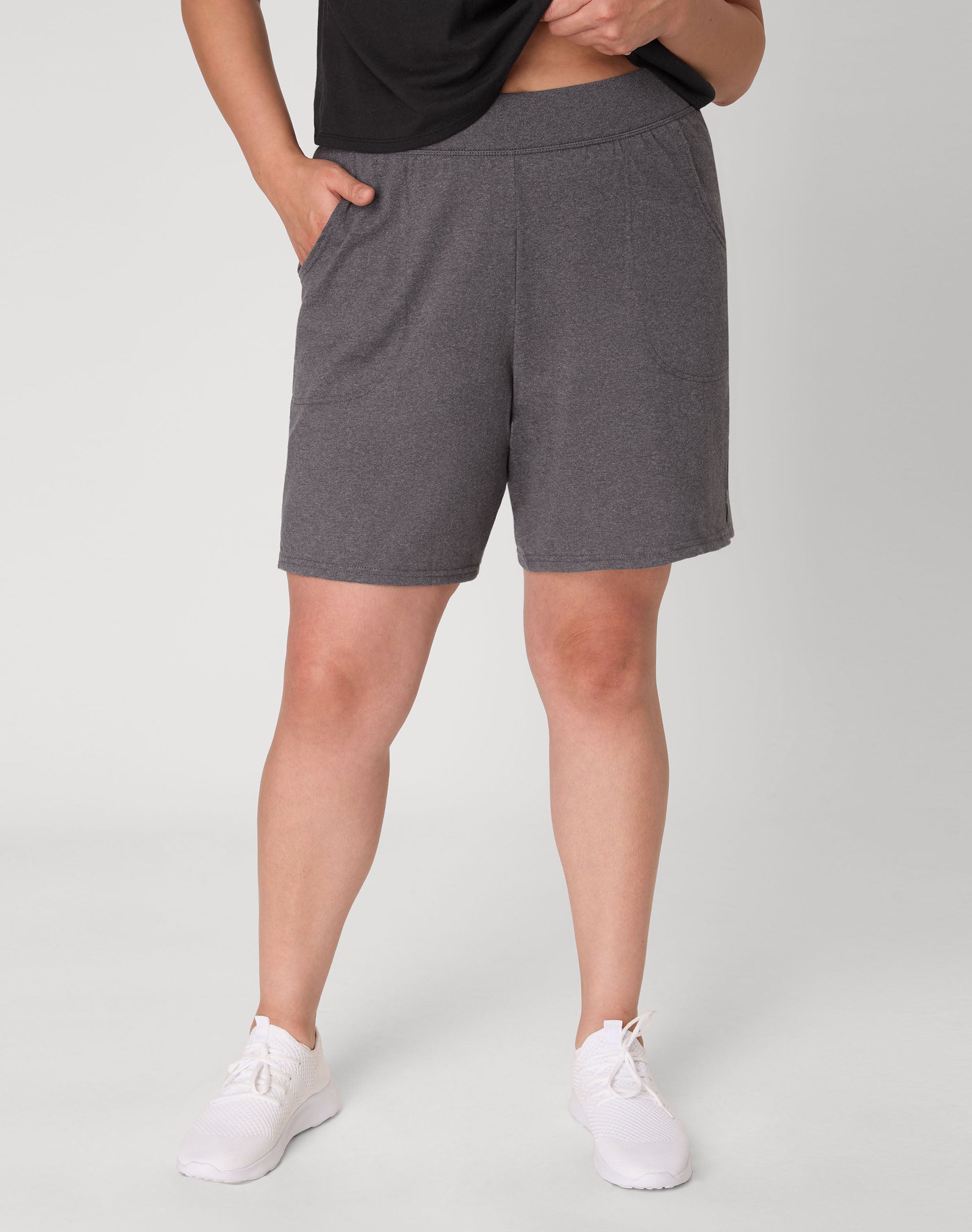 Hanes Just My Size Women's Cotton Jersey Pull-On Shorts, 7" (Plus ) Charcoal Heather 1X