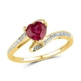 thumbnail image 4 of 10K Yellow Gold Womens Heart Synthetic Ruby Solitaire Diamond-accent Bypass Ring 1 Cttw, Womens Size: 5-10, 4 of 4