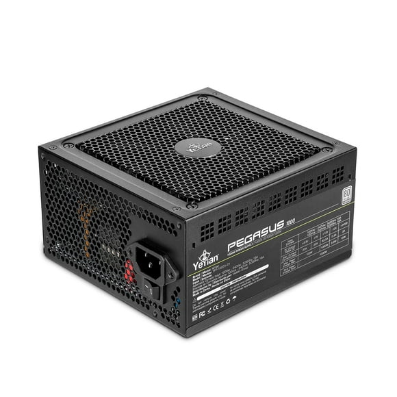 YEYIAN Pegasus 1000W 80+ Gold Certified PSU, 140mm Ultra Quiet Fluid Dynamic Fan, ATX 12V Ver 3.0 Form Factor Fully Modular Low-PFC Circuit Power Supply Unit with OCP, OVP, UV, SCP, OTP, OLP