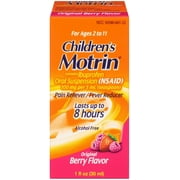 Motrin Children's Pain Reliever & Fever Reducer, Original Berry 1 oz (Pack of 6)