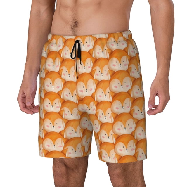 Lsque Beautiful Fox A Pattern Mens Swim Trunks- Bathing Suit Compression Liner - Beach Swim Shorts Swimwear - (S-3XL) - Stretch Quick Dry-3X-Large