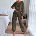 thumbnail image 6 of UAMVSH Womens Fleece Sets Warm Winter Long Sleeve Crew Neck Tops and Elastic Waist Cinch Bottom Pants Fuzzy Fluffy 2 Piece Outfits(X-Large,Army Green), 6 of 7