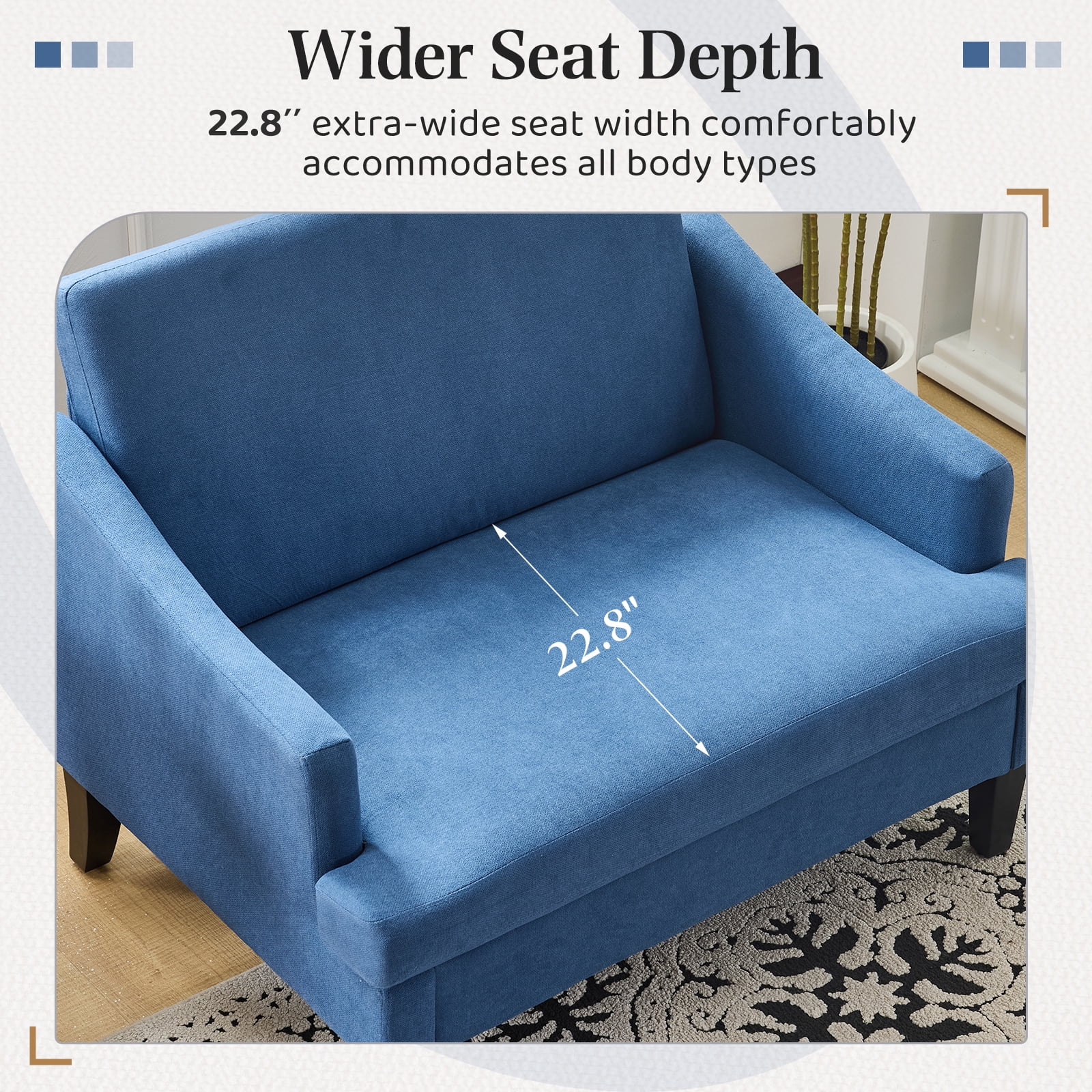 Bezseller 41" Oversized Accent Chair for Living Room, Bedroom, Blue
