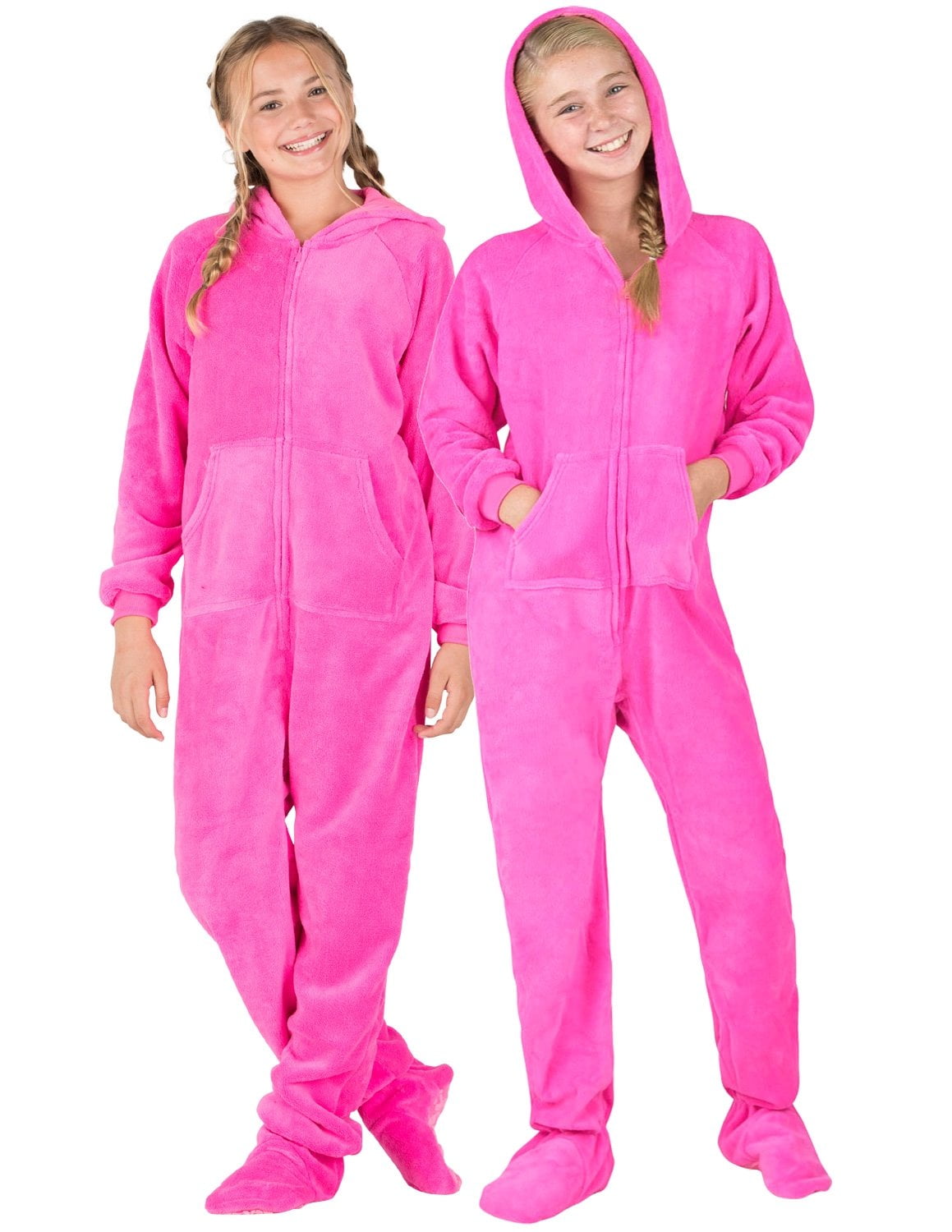 Footed Pajamas - Perfect Pink Kids Hoodie Chenille One Piece - Kids ...