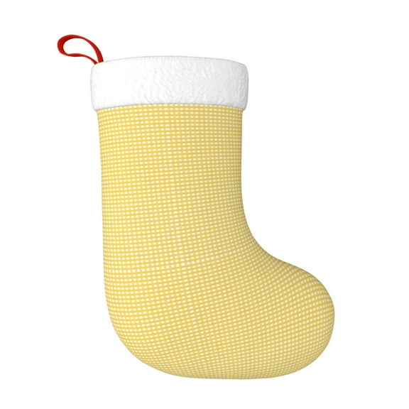 Rateoe Yellow Gingham Print Christmas Stockings,18 Inch Large Christmas Stockings Decoration Ornaments for Holiday Home Fireplace Indoors