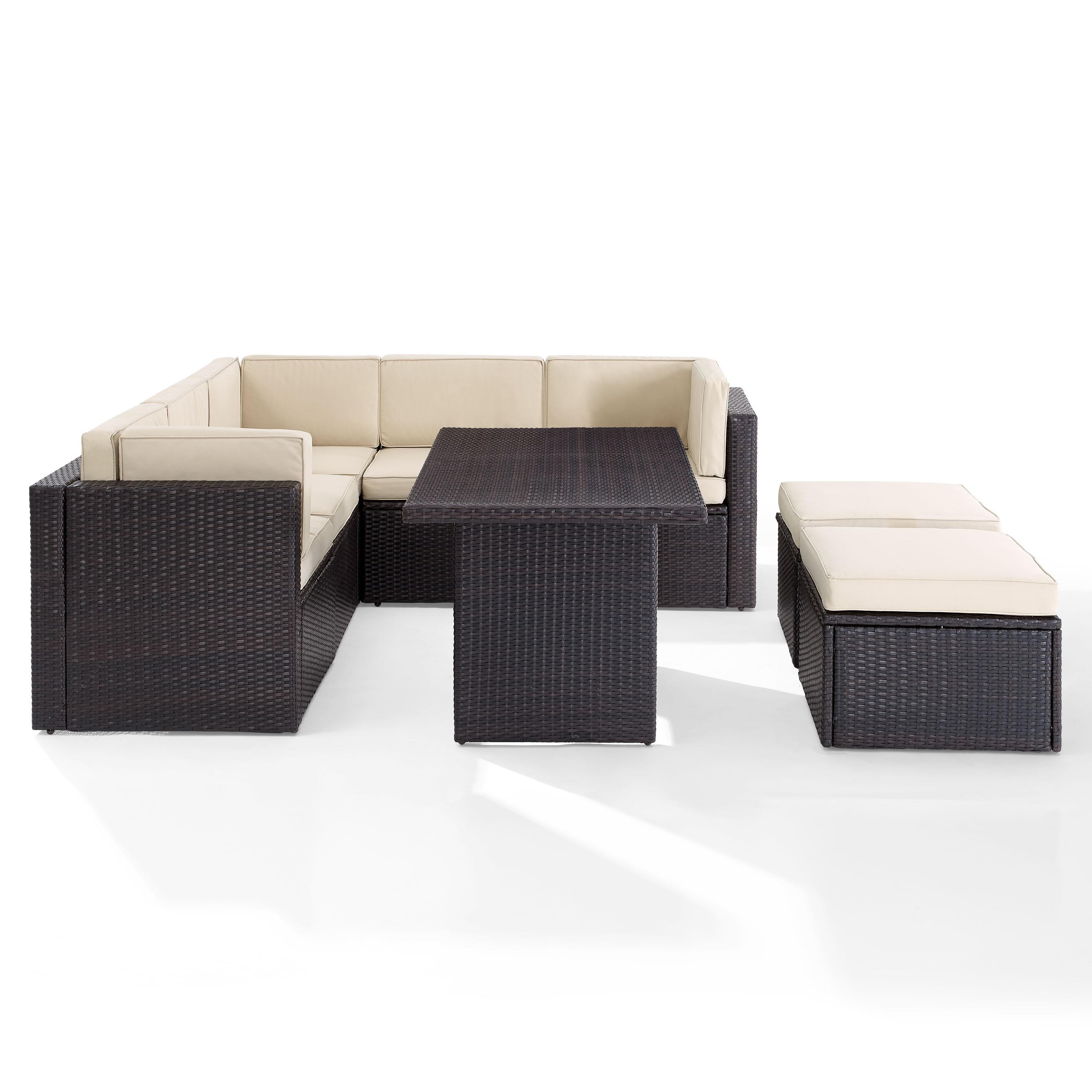 Crosley Palm Harbor 8Pc Outdoor Wicker Sectional Set- 3 Corner Chairs, 2 Center Chairs, 2 Ottomans, Cocktail Table - image 4 of 10