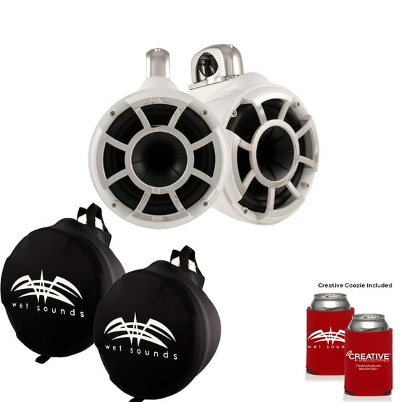 Wet Sounds REV 8 Swivel Clamp Tower Speakers with Wet Sounds Suitz speaker Covers - WHITE
