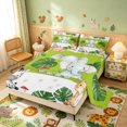 thumbnail image 2 of Manfei Cute Giraffe Elephant Queen Sheets, Dreamy Cartoon Animal Queen Sheet Sets, White Green, 4pcs, 1 Flat Sheet, 1 Fitted Sheet and 2 Pillowcases, 2 of 6