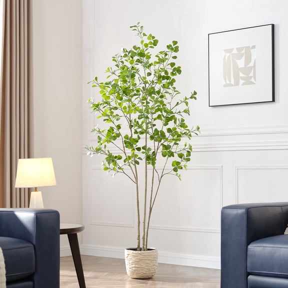 6ft Artificial Ficus Tree with Heart-Shaped Leaves - Lush & Full Branches Luxurious Faux Tree, Perfect for Modern Home & Office Decor, Natural Look