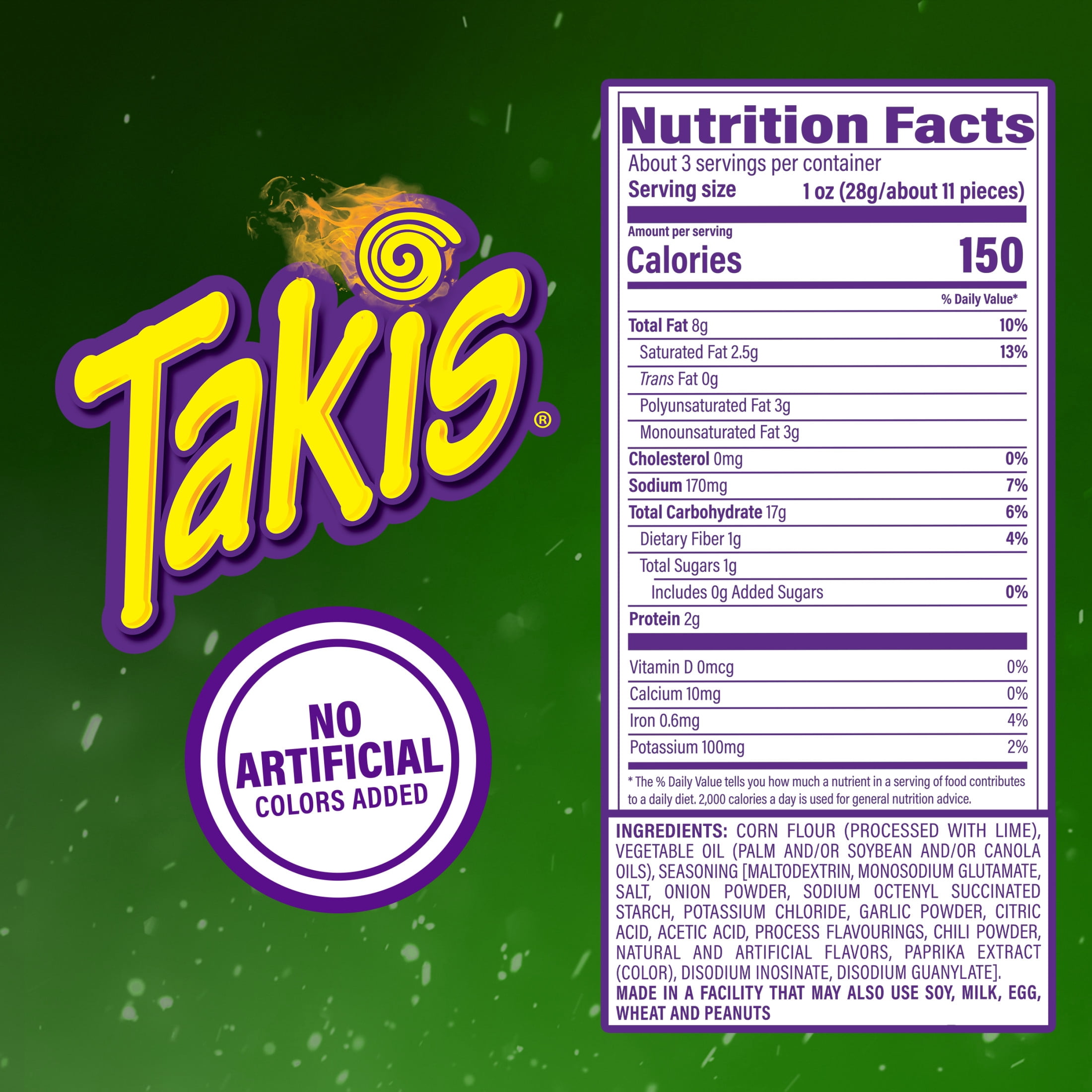 Takis Jalapeno 3.25 oz Snack Size Bag, Pickled Jalapeno Rolled Tortilla Chips