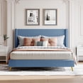 thumbnail image 3 of Corduroy Platform Bed with Upholstered Headboard, Wood Bed Frame w/Wooden Slats, No Box Spring Needed, Easy to Assemble (Queen Size, Grey), 3 of 7