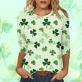 thumbnail image 2 of FDGIU Plus Size St. Patrick's Day Tee for Women - Short Sleeve Shamrock Graphic Crew Neck Top, 2 of 6