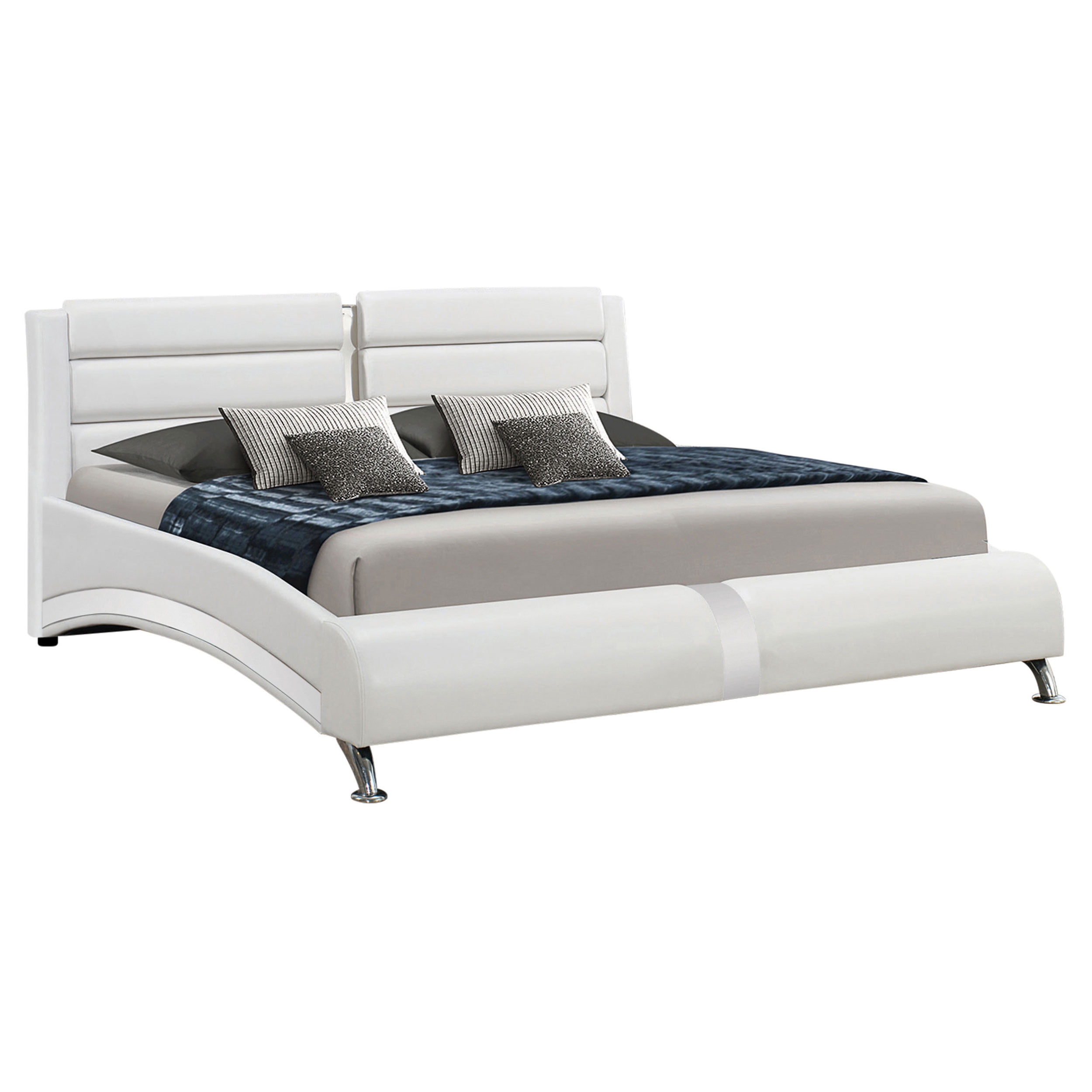 Jeremine Eastern King Faux Leather Bed, In White For Adults