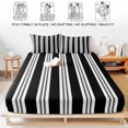 thumbnail image 5 of Full Size Fitted Sheet Set - Black Striped 3 Piece Bedding Sets 16" Deep Pocket Fitted Sheet with 2 Pillowcases, Minimalist Vertical Stripes Brushed Microfiber Hotel Luxury Bed Sheets, 5 of 9