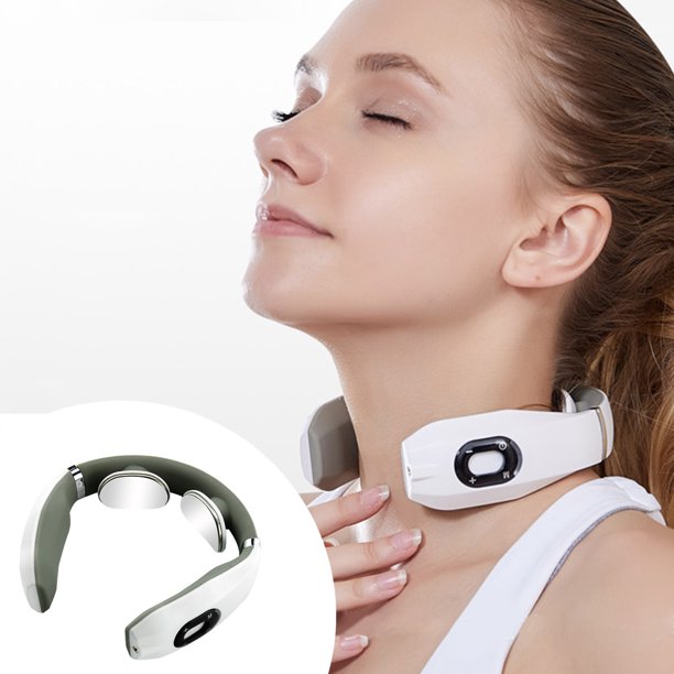 Masajeador protector de cuello con función de calentamiento | Collarín eléctrico ajustable de 6 modos | Amasador inalámbrico para aliviar el dolor | ABS Blanco | Temporizador automático | Ligero 300