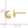 thumbnail image 3 of 14K Yellow Gold Polished Half Moon 2.5-3mm Freshwater Cultured Pearl Post Earrings (7 X 6) Made In Spain ye2054, 3 of 5