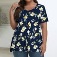 thumbnail image 2 of Sexlip Womens Short Sleeve V Neck Blouse Floral Print Design Soft Fabric Relaxed Silhouette for Casual Outings Blue XXXXL, 2 of 6