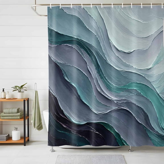 Green Grey Shower Curtains for Bathroom, Modern Gradient Abstract Marble Texture Waterproof Fabric Shower Curtain, Decorative Bathroom Curtain for Bathtub, 72"x84", No Hooks Included