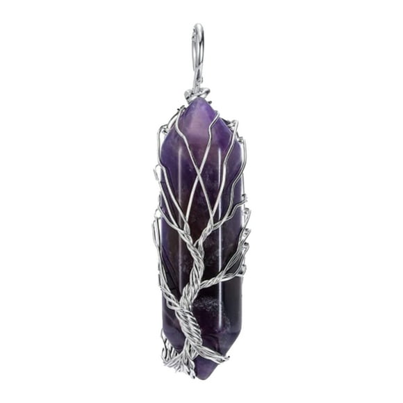 Crystal Column Pendant Hexagonal Accessory Household Tree of Life Necklace Unisex Matching Ornamental Spacers Natural Purple Crystal