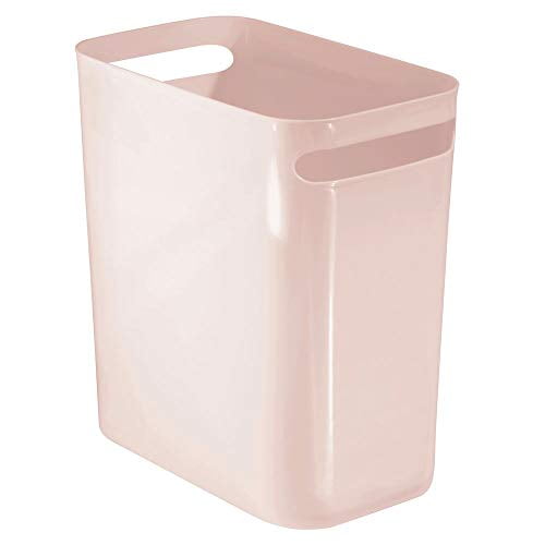 mDesign Slim Plastic Rectangular Large Trash Can Wastebasket, Garbage