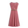 thumbnail image 3 of HH TRAF Vestido playero holgado para mujer, elegante, de color liso, sin mangas, con cuello redondo, con cinturón y pliegues, vestido midi decorado, 3 of 4