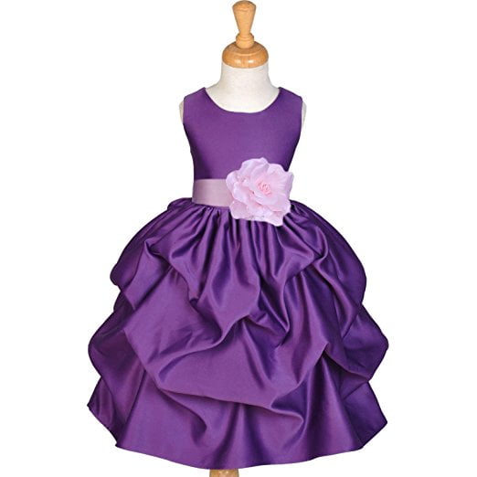 Ekidsbridal - Ekidsbridal Purple Satin Pick-Up Flower Girl Dress ...