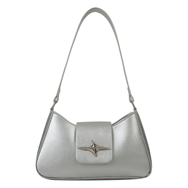 Bolso informal para mujer Bolso retro de cuero PU Bolso diario de lentejuelas para mujer (Plata)
