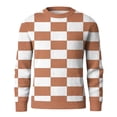 thumbnail image 6 of Men's Round Neck Long Sleeve Ribbed Knit Plaid Pullover, Sweater for Fall Winter, Casual Style and Holiday Gatherings,Watermelon Red,2XL, 6 of 7
