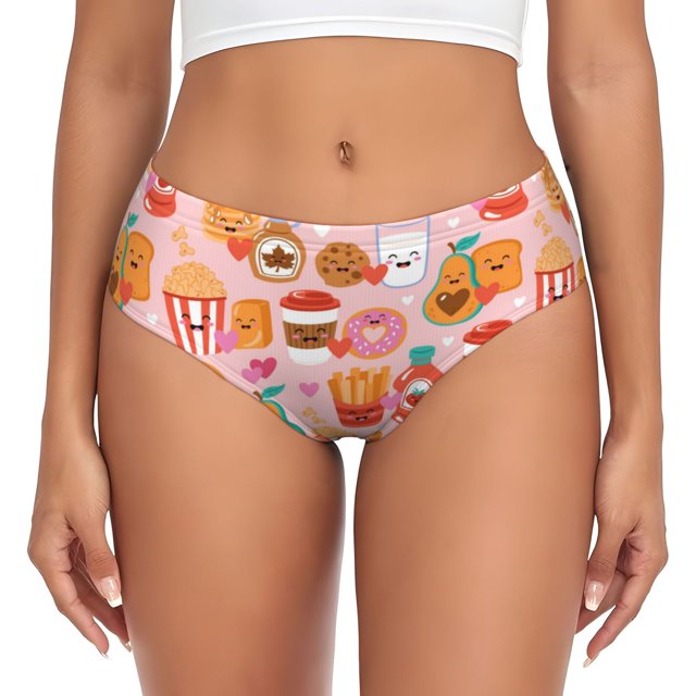 Balery Funny Food Ropa Interior de Algodón para Mujer con Dibujo – Braguitas Cómodas y Elásticas, Estilo Clásico-3X-Large