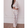 thumbnail image 4 of Women 2 Piece Pajama Set Floral Long Sleeves Button Shirt and Elastic Pants Loungewear Soft Sleepwear for Nightwear, 4 of 9
