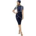 thumbnail image 1 of Maillot de Bain pour Femmes, Combinaison à Manches Courtes, Fermeture Éclair devant, 3 Pcs, 4TG, 1 of 5