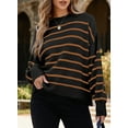thumbnail image 3 of DOKOTOO Women Sweaters Striped Long Sleeve Pullover Tops Drop Shoulder Oversized Knitted Tops, 3 of 5