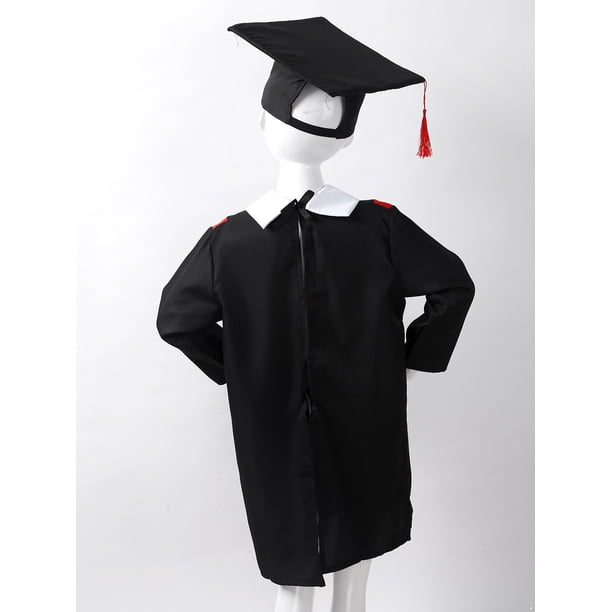 IEFIEL Kids Boys Girls Graduation Gown with Tassel Cap Academic Kindergarten and Preschool Fancy Dress Up Costume A Red 5-6