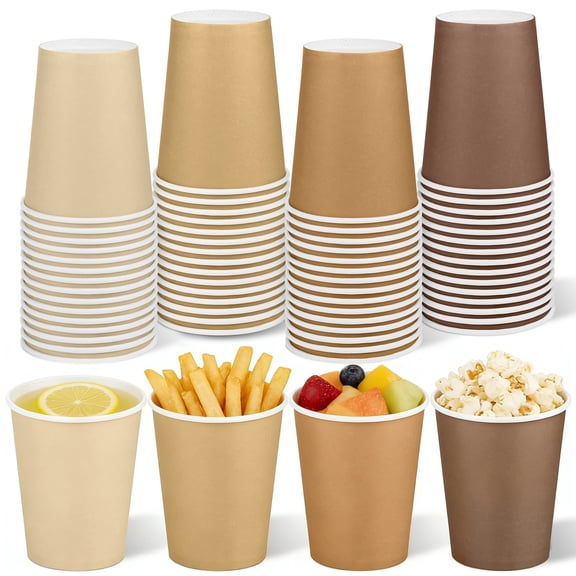 Elcoho 60 Pack 9 ounce Gradient Brown Disposable Paper Drink Cups for Hot Cold Beverages, Birthday Wedding Party Supplies