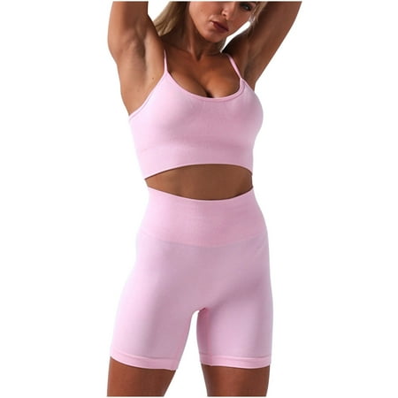 Abomasnow Women s Workout Sets 2 Piece Yoga Outfits High Waisted Yoga Leggings Shorts and Sports Bra Gym Clothes Tracksuit on Clearance