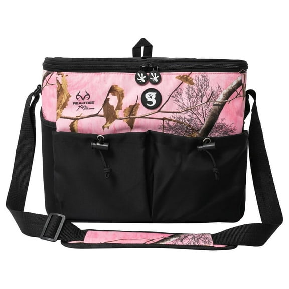 Large Removable Hardliner Tote Cooler – Holds Up to 24 Cans or 15 Bottles, 5 Pockets/2 Neoprene, Easy Access Lid Realtree Edge Pink