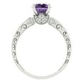 thumbnail image 4 of 1.06 ct Round Cut Simulated Alexandrite Solitaire with Simulated Diamond Accents 18K White Gold Womens Engagement Ring, 4 of 5