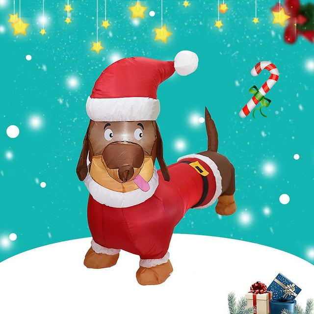 Dachshund navideño inflable para exteriores de 3,6 pies, decoración de patio inflable con luces LED incorporadas para vacaciones, fiestas, Navidad, patio y jardín