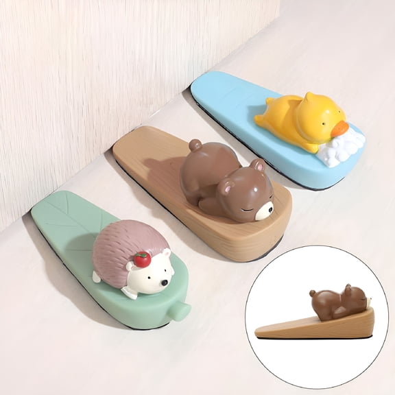 LAMIRO Animal Shaped Door Stopper Bumpers Non Slip Prevents Injuries Guard Cute Wedge for Door Clearance,Bear