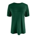 thumbnail image 4 of NINGMENG Hauts pour Femmes Printemps Été Couleur Unie Col Rond Manches Courtes Dentelle Ample T-Shirts Pull-Over, Vert, TG, 4 of 5